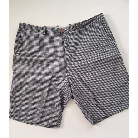 Tommy Bahama Other - TOMMY BAHAMA Paradise Nation Checked Shorts Mens 38 Gray Black Linen Silk